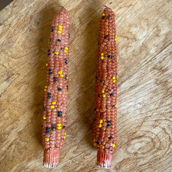 GURLEY Vtg 50-60’s Thanksgiving Holiday Set of Two Corn On Cob Candles CUTE!!! - Picture 1 of 7